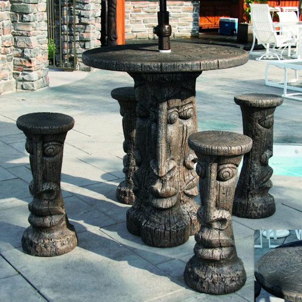 Tiki Table Set - Bar Height Garden Statues
